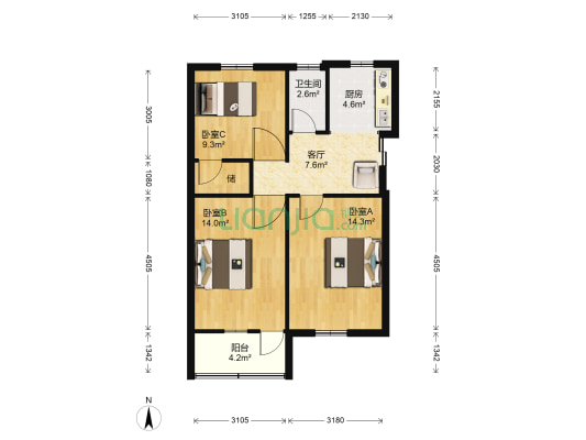 唐木湾 3室1厅1卫 74平方