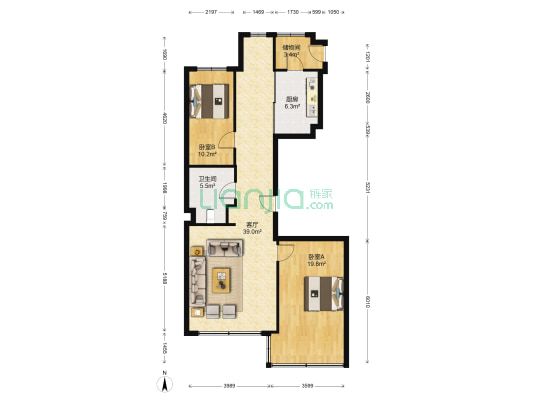 昊龙公寓 2室1厅1卫 122平方