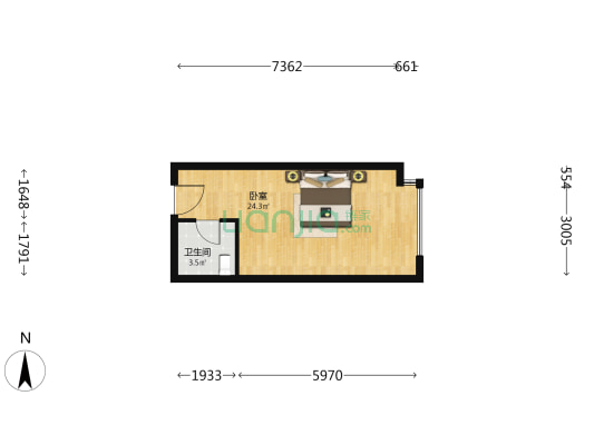钻石国际 1室0厅1卫 39平方