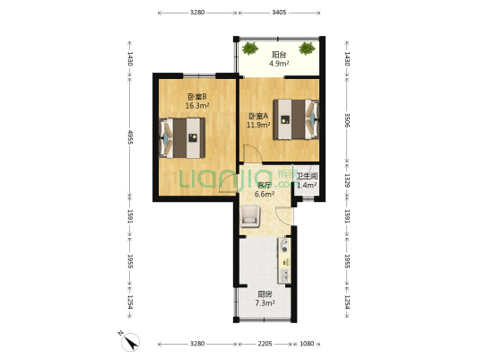 新开寺街28号 2室1厅1卫 55平方