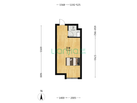 青辰国际 1室0厅1卫 39平方