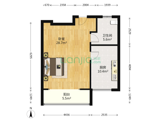 贵合新园 1室0厅1卫 60平方