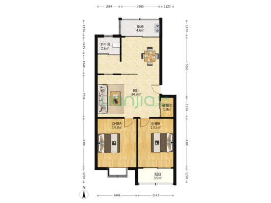 江东新村 2室1厅1卫 93平方