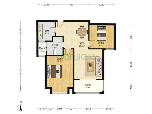 和畅家园 2室1厅1卫 94平方