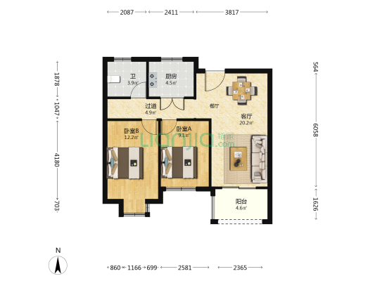 新兴岚湾一期西区 2室1厅1卫 79平方