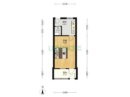 朱状元巷 1室0厅1卫 34平方