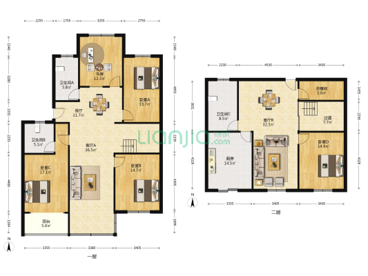 润洋花园 5室3厅3卫 231平方