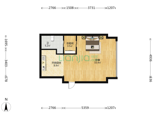 郑州金融岛翡云公寓 1室0厅1卫 84平方