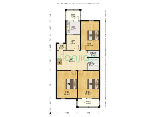 地煤小区 3室2厅2卫 116平方