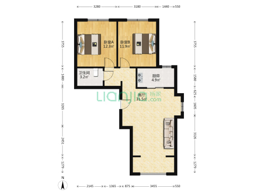 丰华嘉城 2室1厅1卫 90平方