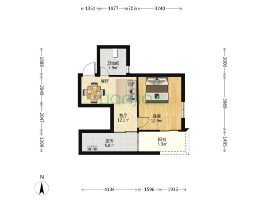 鼓山公寓 1室1厅1卫 50平方