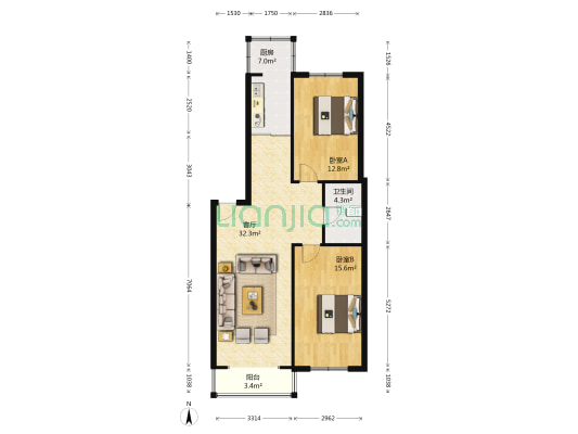 阳光雅居 2室1厅1卫 99平方