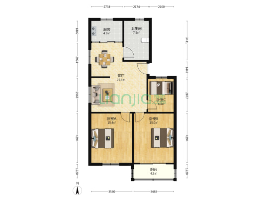 头灶小区 3室1厅1卫 96平方