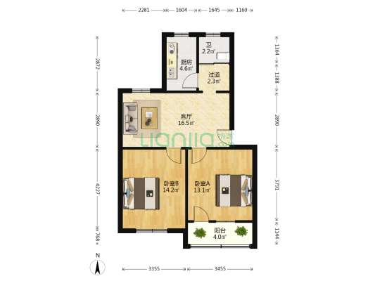花苑新村一区 2室1厅1卫 71平方