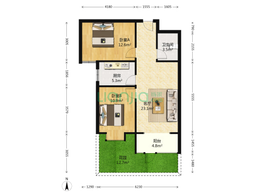谁不想拥有自己的小花园，一层带院，业主诚心出售-户型图