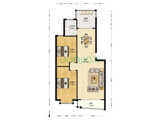 侨联小区 2室1厅1卫 98平方