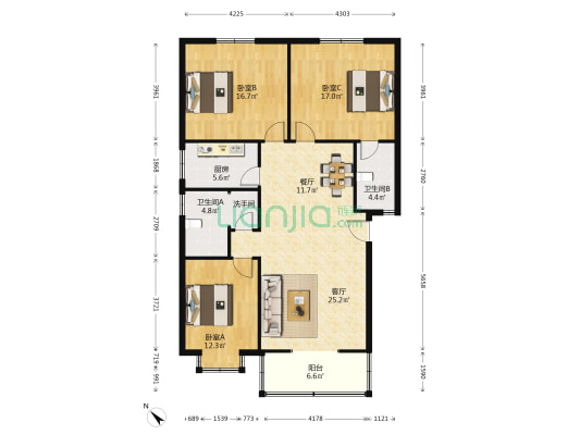 裕熙园 3室2厅3卫 123平方