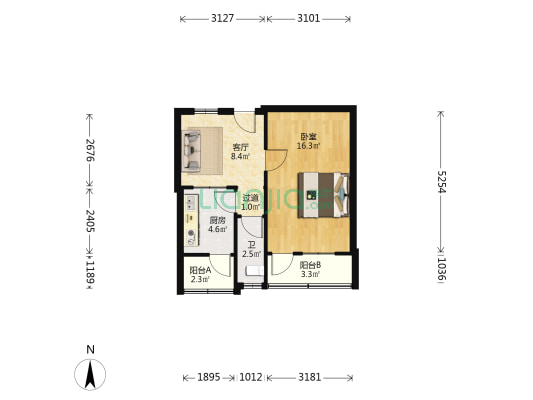 千佛山东路12号 1室1厅1卫 46平方