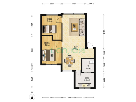 矿山简易宿舍 2室1厅1卫 71平方
