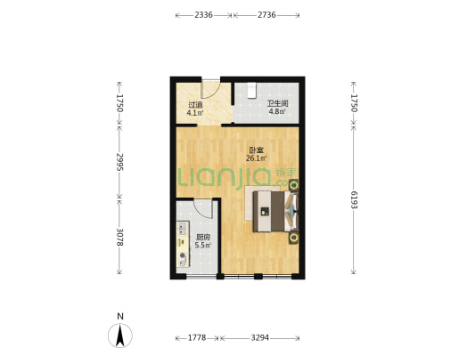 智慧车都青年城 1室0厅1卫 58平方