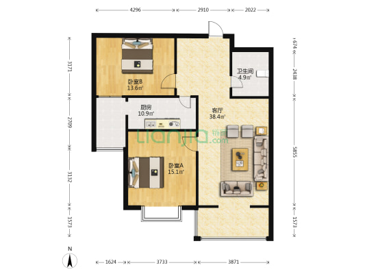 新丰景小区 2室1厅1卫 110平方