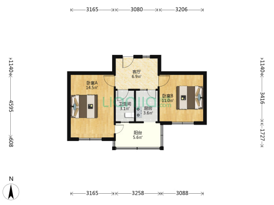 宋城路 2室1厅1卫 51平方