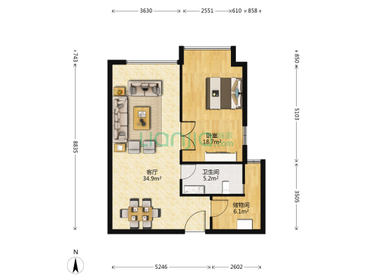 金烨融府 1室1厅1卫 100平方