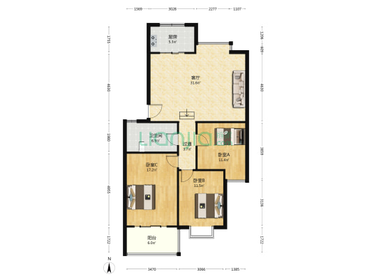 湖滨嘉苑 3室1厅1卫 111平方