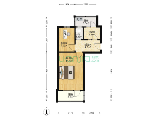 享堂西街北二条四院 2室0厅1卫 44平方