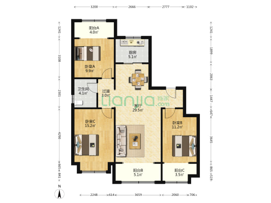 城投·静悦府 3室1厅1卫 131平方