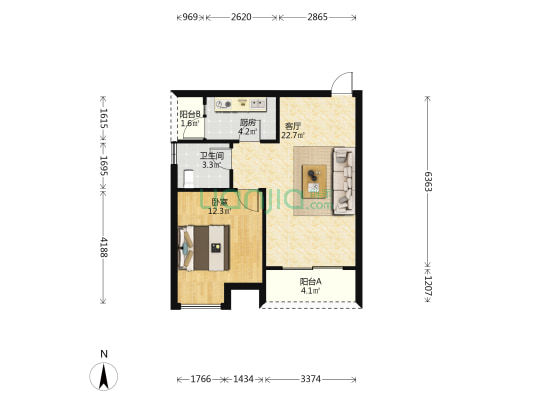 奔力佳仕丽 1室1厅1卫 62平方