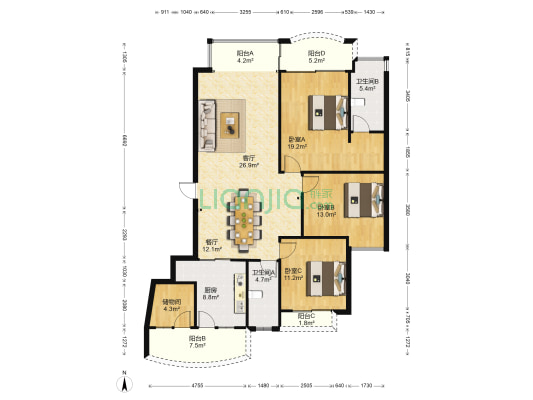 彰泰康桥半岛 3室2厅2卫 151平方