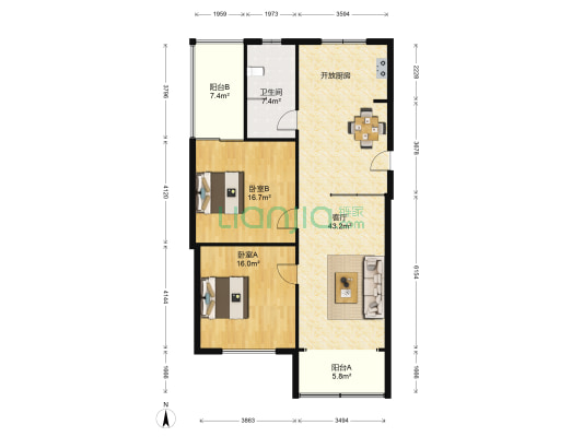 汽配苑 2室1厅1卫 103平方