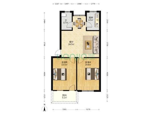 凤凰路76号 2室1厅1卫 82平方