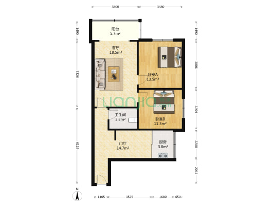 西城角巷13号 2室1厅1卫 74平方