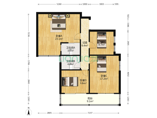 金港花园（金堂楼/金满楼) 4室0厅2卫 102平方