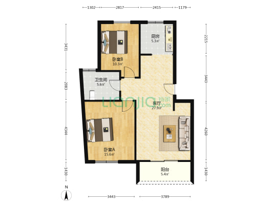 塘西街397弄 2室1厅1卫 86平方