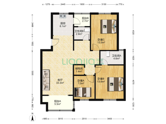 汤水雅居南苑 3室1厅2卫 108平方