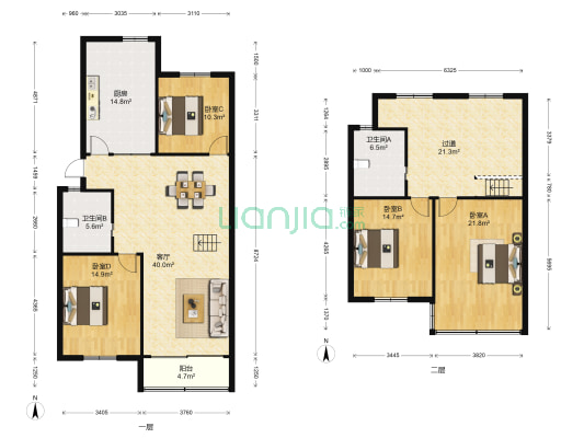 后塘花园 4室1厅2卫 111平方