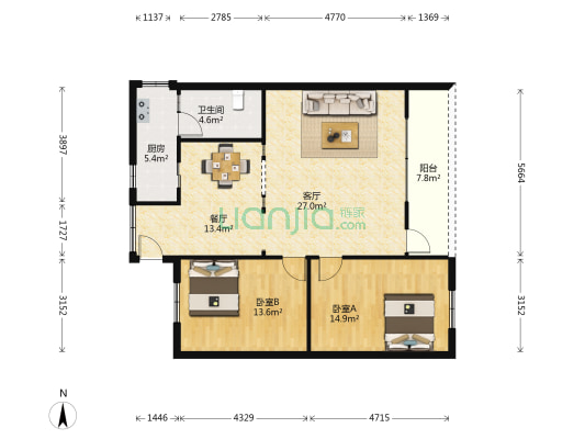 侨兴楼 2室2厅1卫 99平方