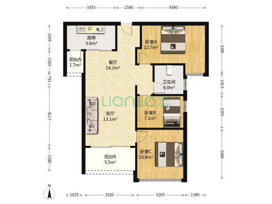 海伦堡爱Me城市 3室2厅1卫 92平方