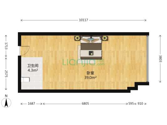 力帆时代 1室0厅1卫 55平方