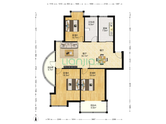 仁和家园 3室1厅1卫 114平方
