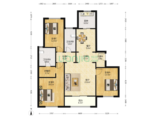 泰达MSD佰席 3室2厅2卫 157平方