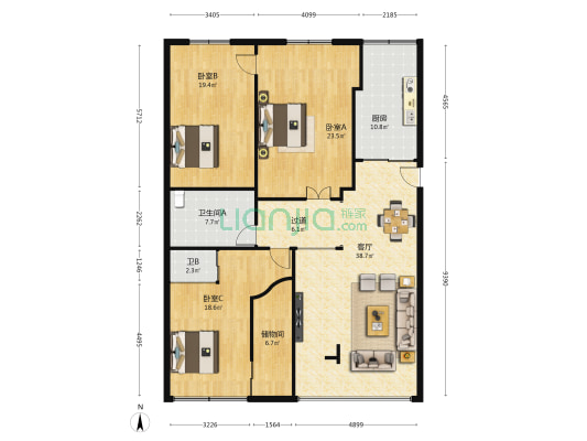 工行兰州市广场支行家属院 3室1厅2卫 156平方