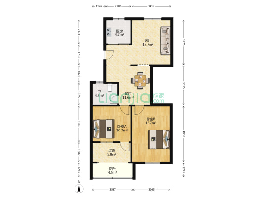 芳华路188弄 2室2厅1卫 91平方