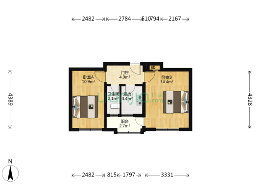 垂杨柳南里 2室0厅1卫 49平方