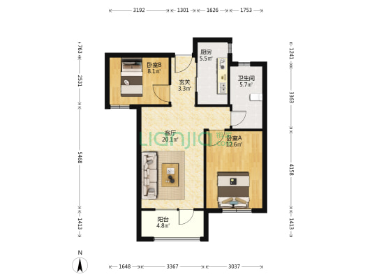 黄家西流高层 2室1厅1卫 81平方