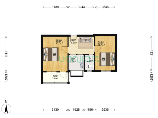 省五建家属院 2室1厅1卫 49平方