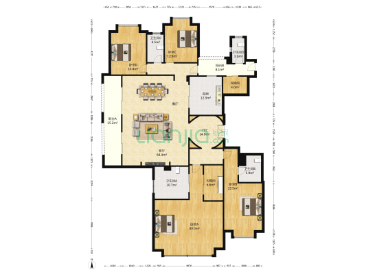 西派国际 4室1厅4卫 277平方